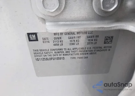 2015 Chevrolet Impala Ls from USA, damaged, VIN 1G11Z5SL8FU105913